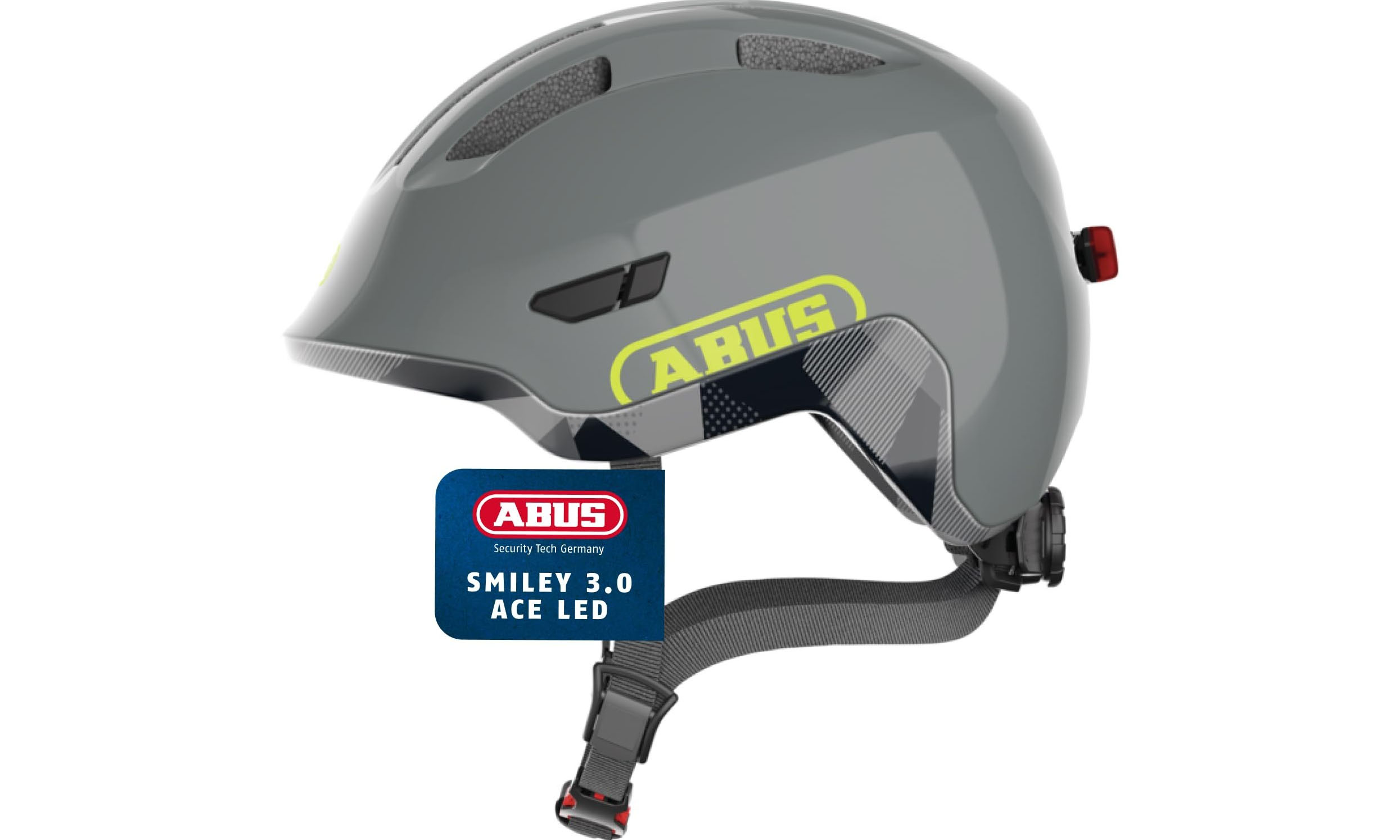 Велошолом дитячий ABUS SMILEY 3.0 ACE LED Shiny Grey, розмір M (50-55 см) Велошолом дитячий ABUS SMILEY 3.0 ACE LED Shiny Grey, розмір M (50-55 см)