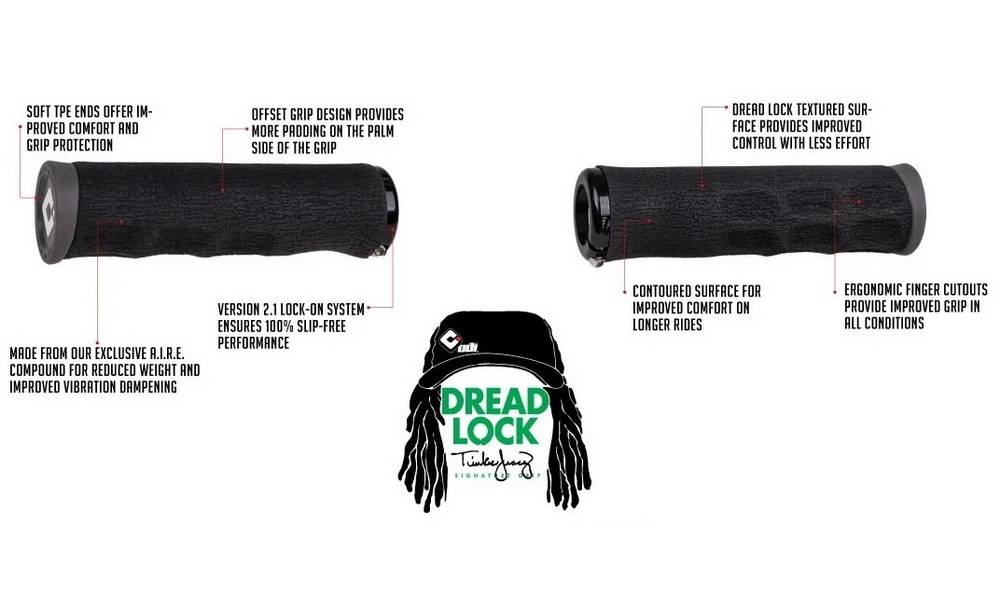 Гріпси ODI Tinker Juarez Dread Lock Grip сірі з чорними замками 3