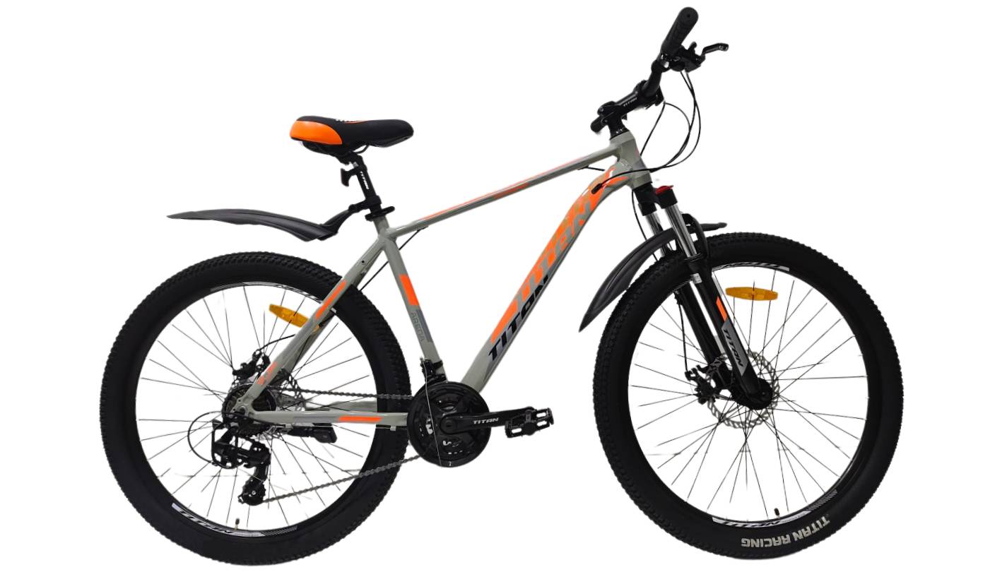 Фотография Велосипед Titan Arena 27.5" размер L рама 19" (2024), Серо-Оранжевый 