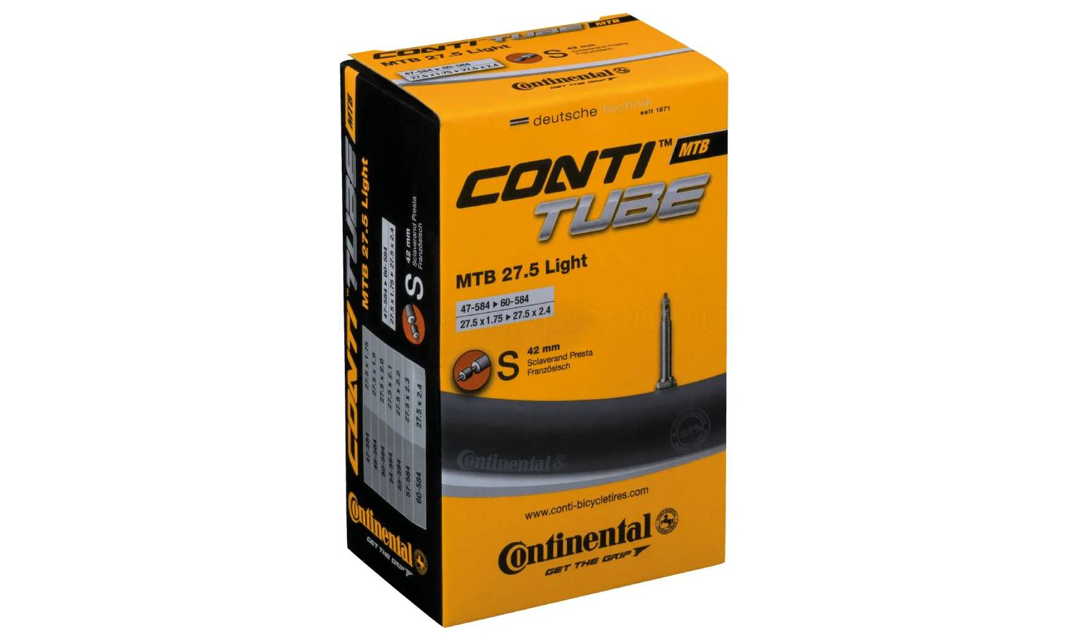 Камера Continental MTB Tube Light 27.5" S42 RE [47-584->60-584] 