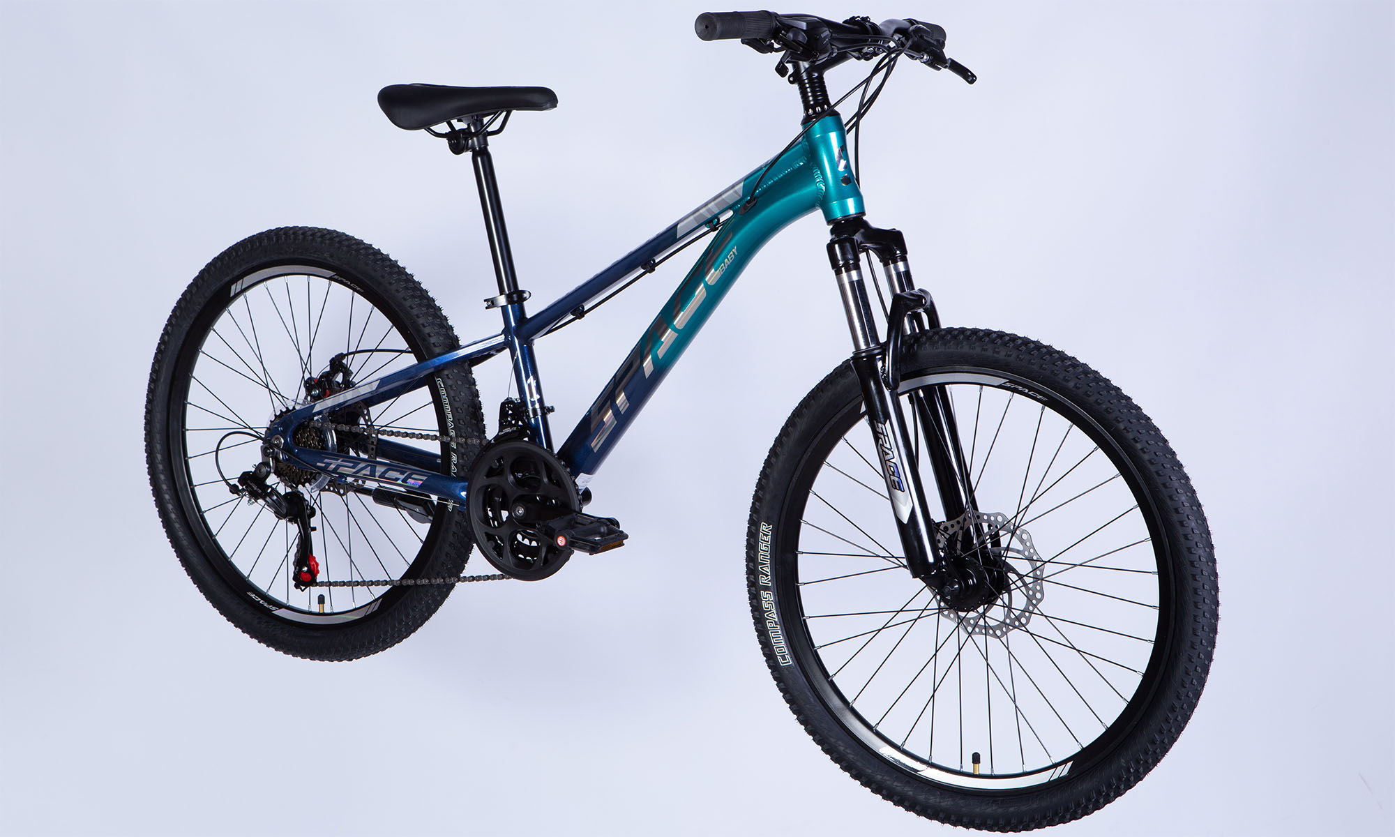 Велосипед SPACE PHAETON DD FR 24", размер XXS, рама-11" 2025, сине-зеленый  6