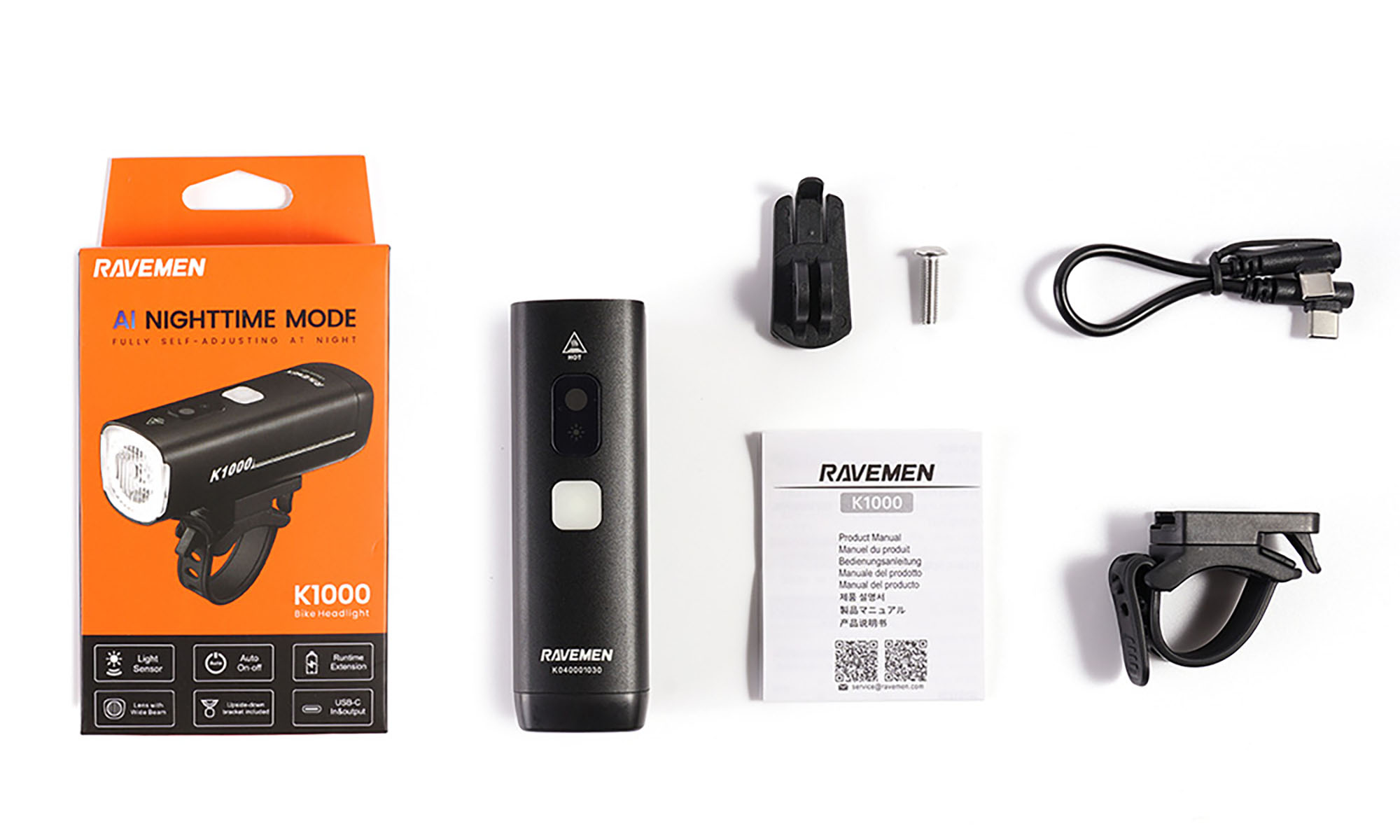 Велосипедна фара Ravemen K1000 (1000 lm, 4000 mAh) з датчиками освітленості 3