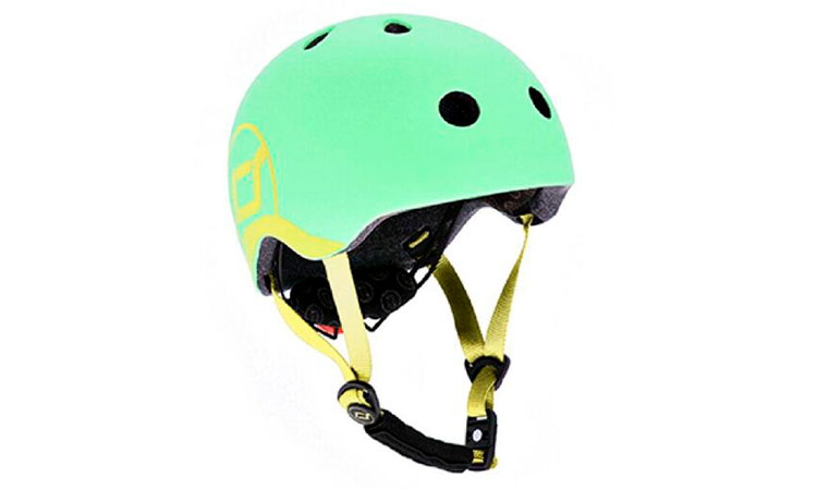 Шлем защитный детский Scoot and Ride с фонариком размер M (51-55 см), Зеленый