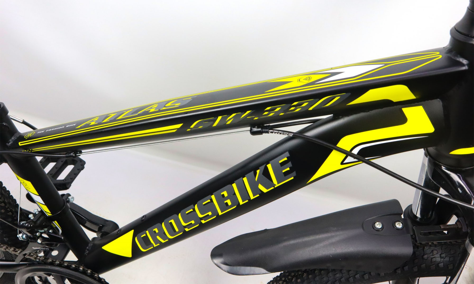 Фотография Велосипед CrossBike Atlas 24", размер XXS, рама 12", 2021, Черный-Неоновый желтый 6