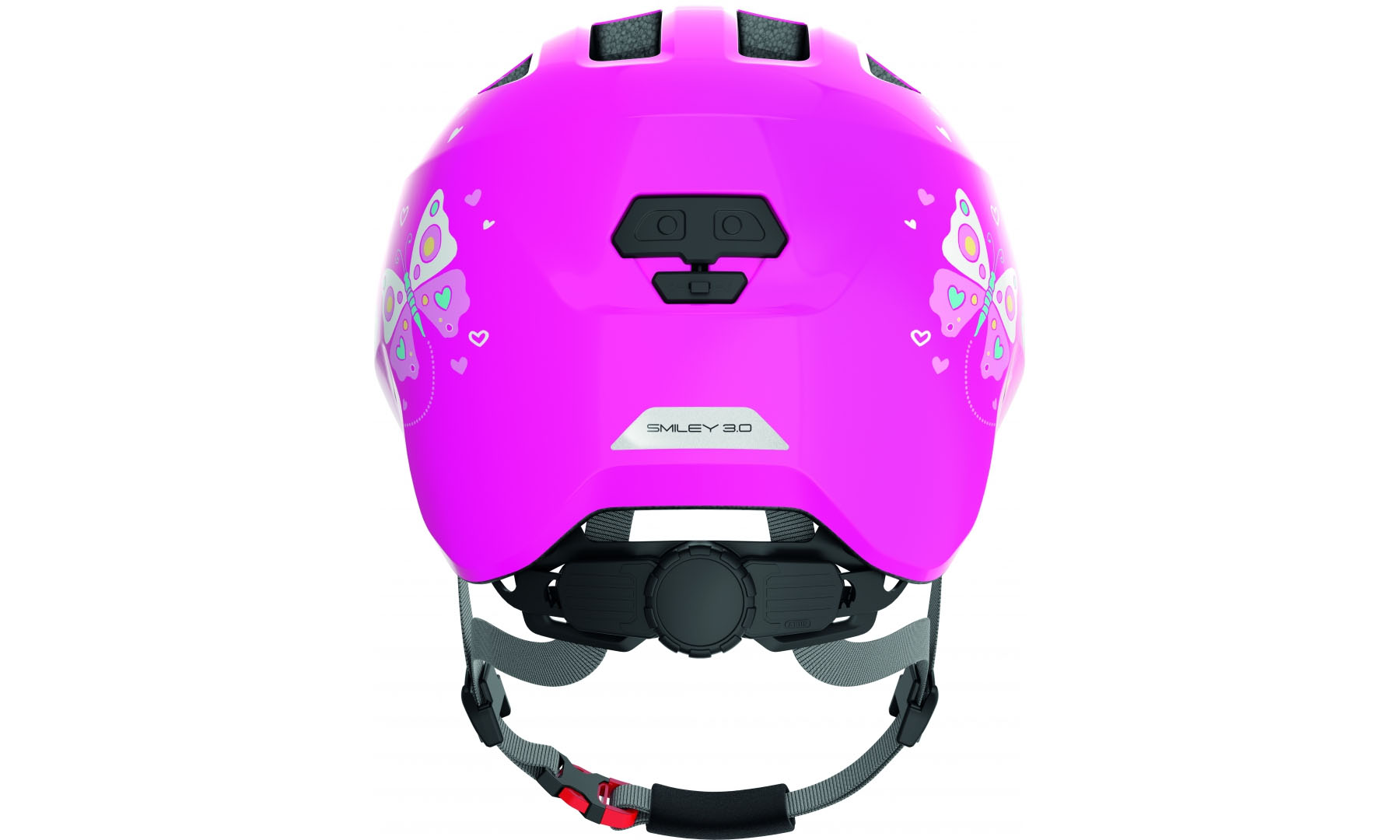 Фотографія Велошолом дитячий ABUS SMILEY 3.0 Pink Butterfly, розмір S (45-50 см), рожеві метелики 2