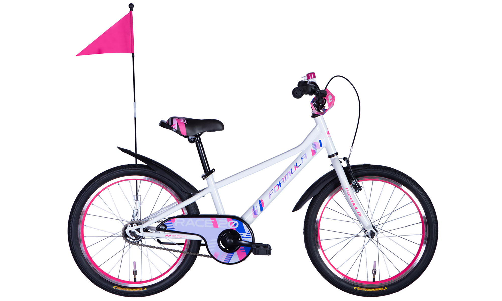 Велосипед Formula Kid RACE BH 20", размер XXS, рама-10", год 2026, белый с розовым 