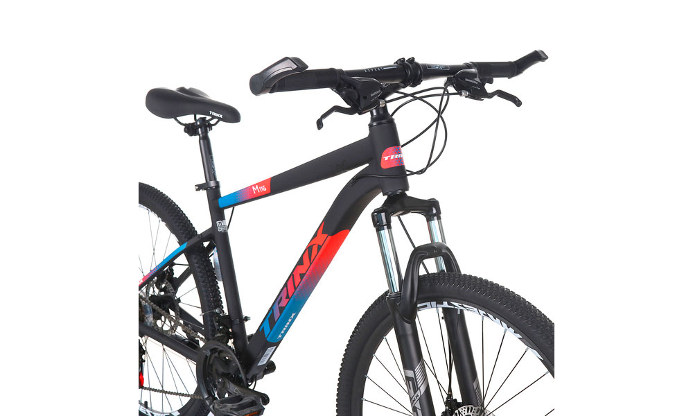 Фотография ВелосипедTrinx M116 26" размер S рама 15 2022 Matt-Black-Blue-Red 4
