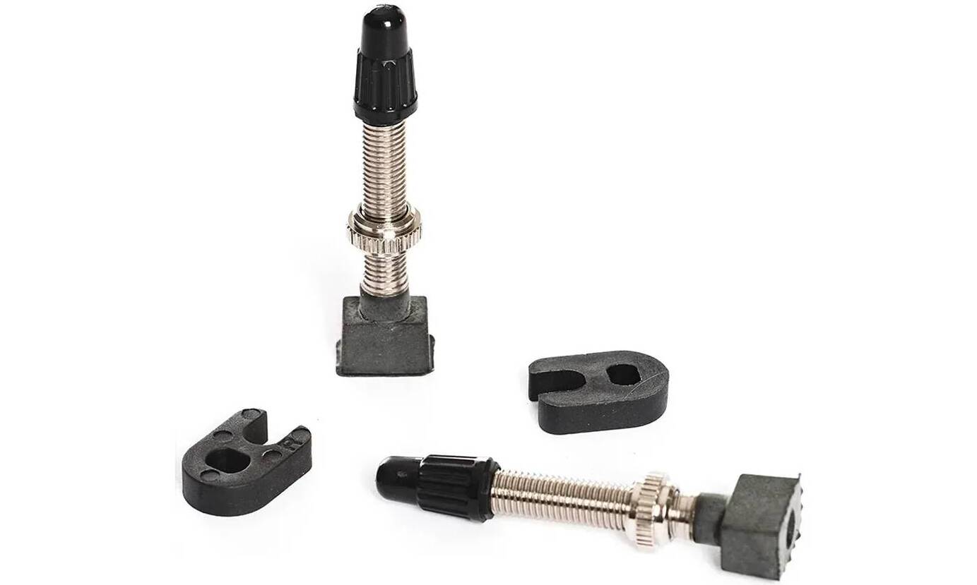 Ниппели бескамерные Hutchinson Tubeless Valves, тип Presta, длина 42 мм, комплект 2 шт., серебристый 