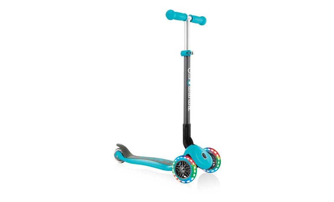 Самокат GLOBBER PRIMO FOLDABLE LIGHTS, бирюзовый, колёса с подсветкой, 3+ 3