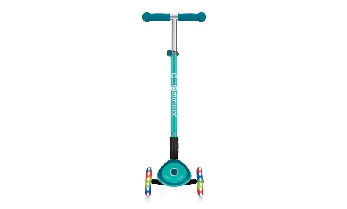 Самокат GLOBBER PRIMO FOLDABLE PLUS LIGHTS, зелёный, колёса с подсветкой, 3+ 2