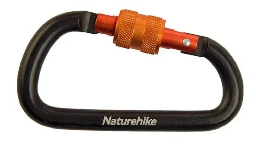 Карабин с муфтой Naturehike D-type 80 мм NH15A008-D, черный 