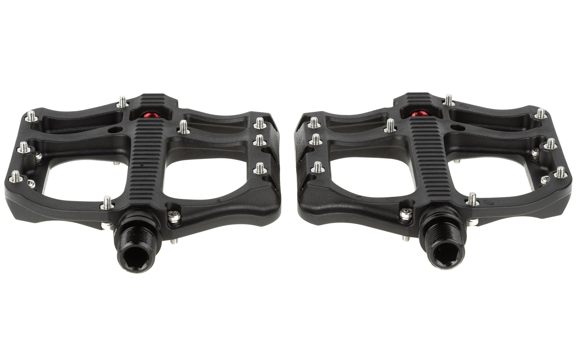 Педалі TW нейлон (105x105) втулка, промпідшипник, металеві шипи, чорні 2