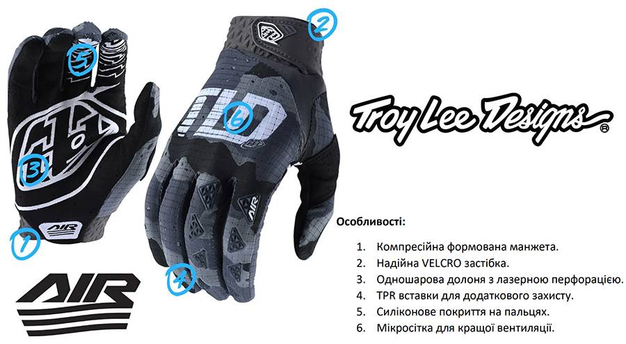 Вело перчатки TLD AIR GLOVE размер М Lucid BLk/Red 3