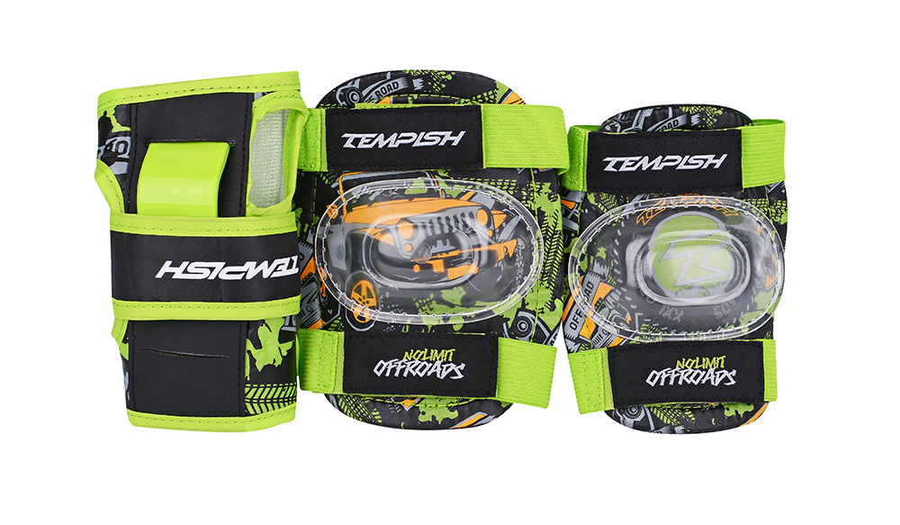 Фотография Комплект детский Tempish RACER BABY SKATE (ролики, защита конечностей, шлем), размер 26-29 Черно-зеленый 5