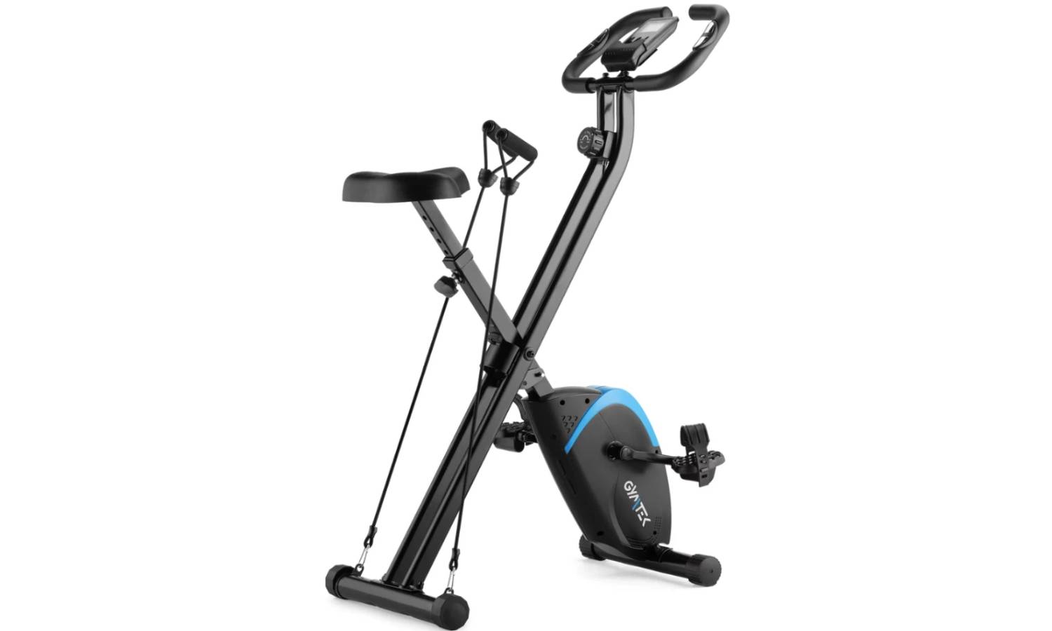 Велотренажер Gymtek FX800 магнітний складаний з еспандерами синій 3