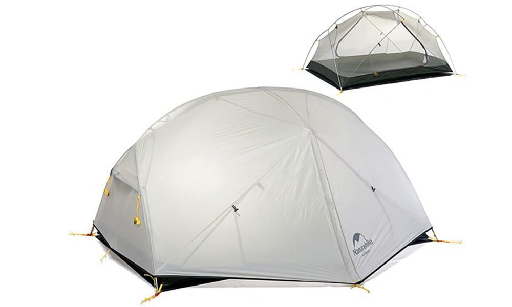 Фотография Палатка сверхлегкая двухместная с футпринтом Naturehike Mongar 2 (NH17T007-M) 20D, серая
