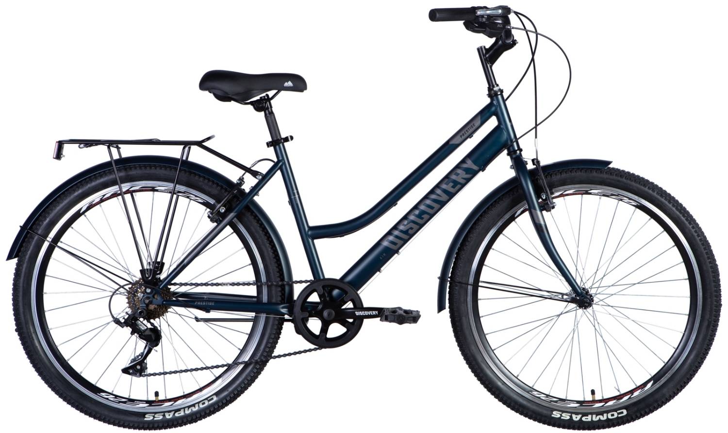 Фотография Велосипед Discovery PRESTIGE WOMAN 26" размер М рама 17 2024 Темно-синий
