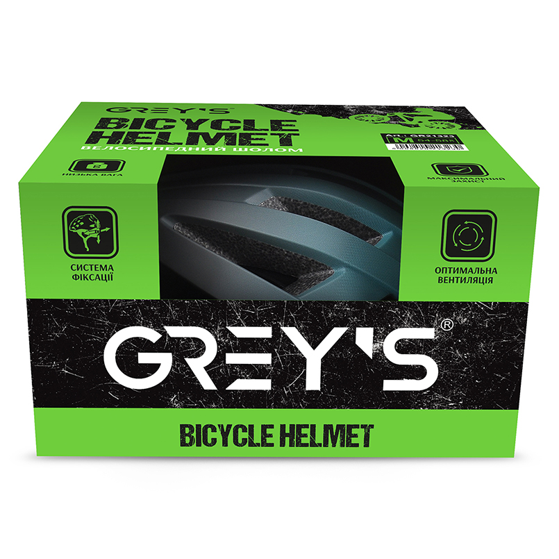 Велосипедный шлем Grey's размер M (54-58 см), Черно-бирюзовый 2 Велосипедный шлем Grey's размер M (54-58 см), Черно-бирюзовый 2