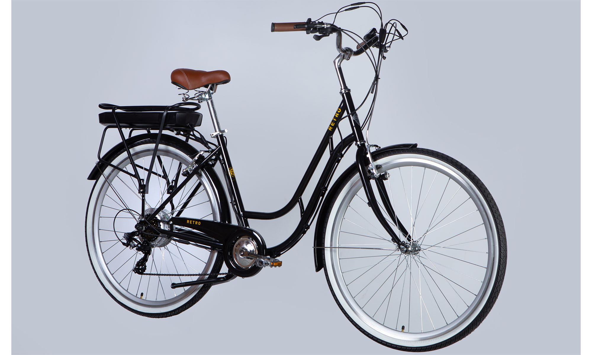 Велосипед c электроприводом Dorozhnik eRETRO Vbr FR 28", размер L, рама 19" 36B 12.5А*ч 500Вт, 2025, черный 3