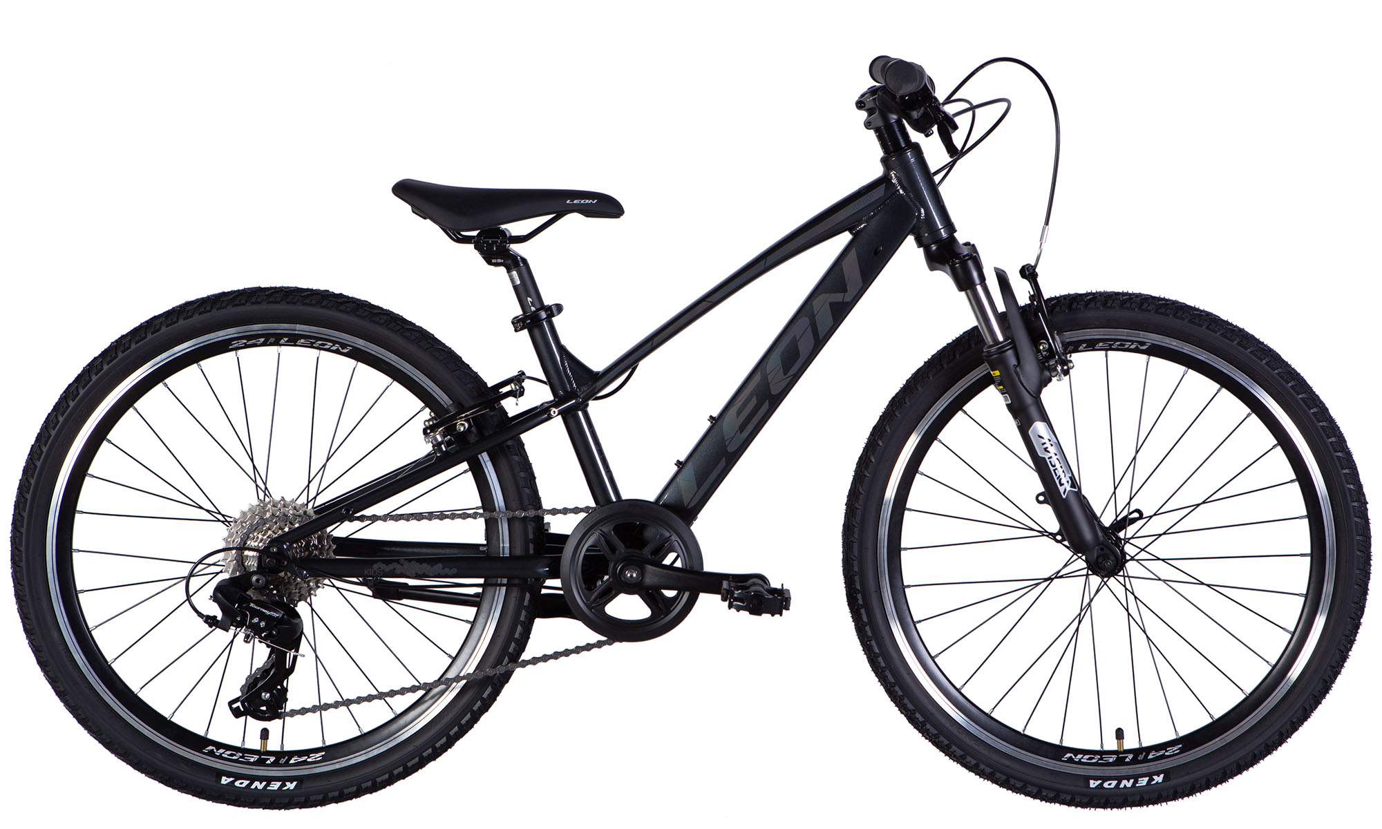 Велосипед Leon JUNIOR AM Vbr CS 24", размер XXS, рама-12", 2025, черный  