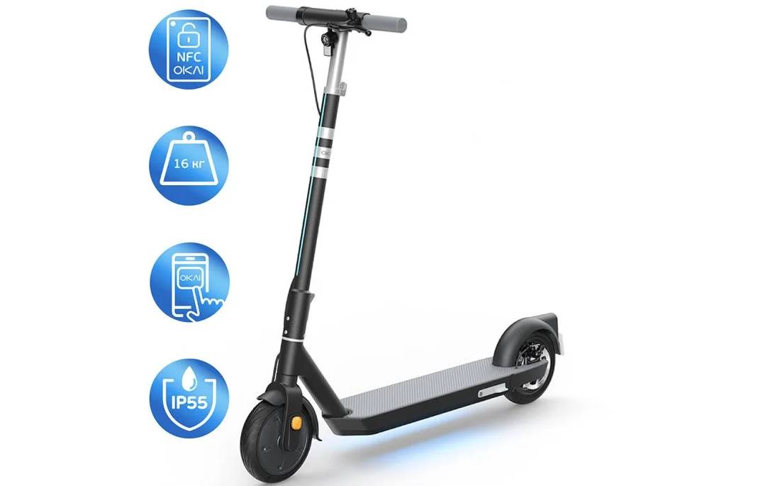 Электросамокат OKAI ES20-NEON 9" 300(600)W, 9.8Ah, NFC, App, черный Электросамокат OKAI ES20-NEON 9" 300(600)W, 9.8Ah, NFC, App, черный