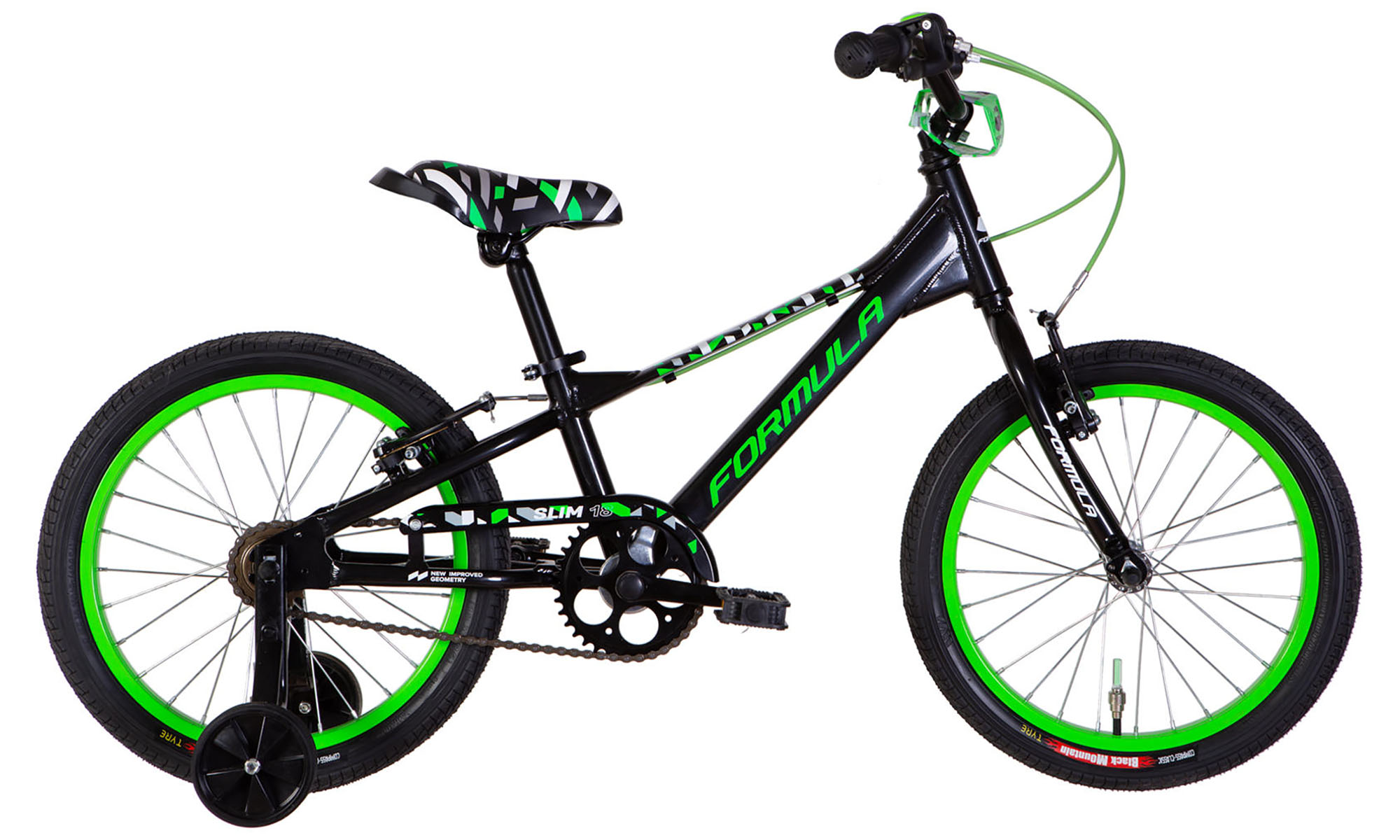 Велосипед Formula Kid SLIM BH 18", размер XXS, рама-9", год 2026, черный с зеленым 