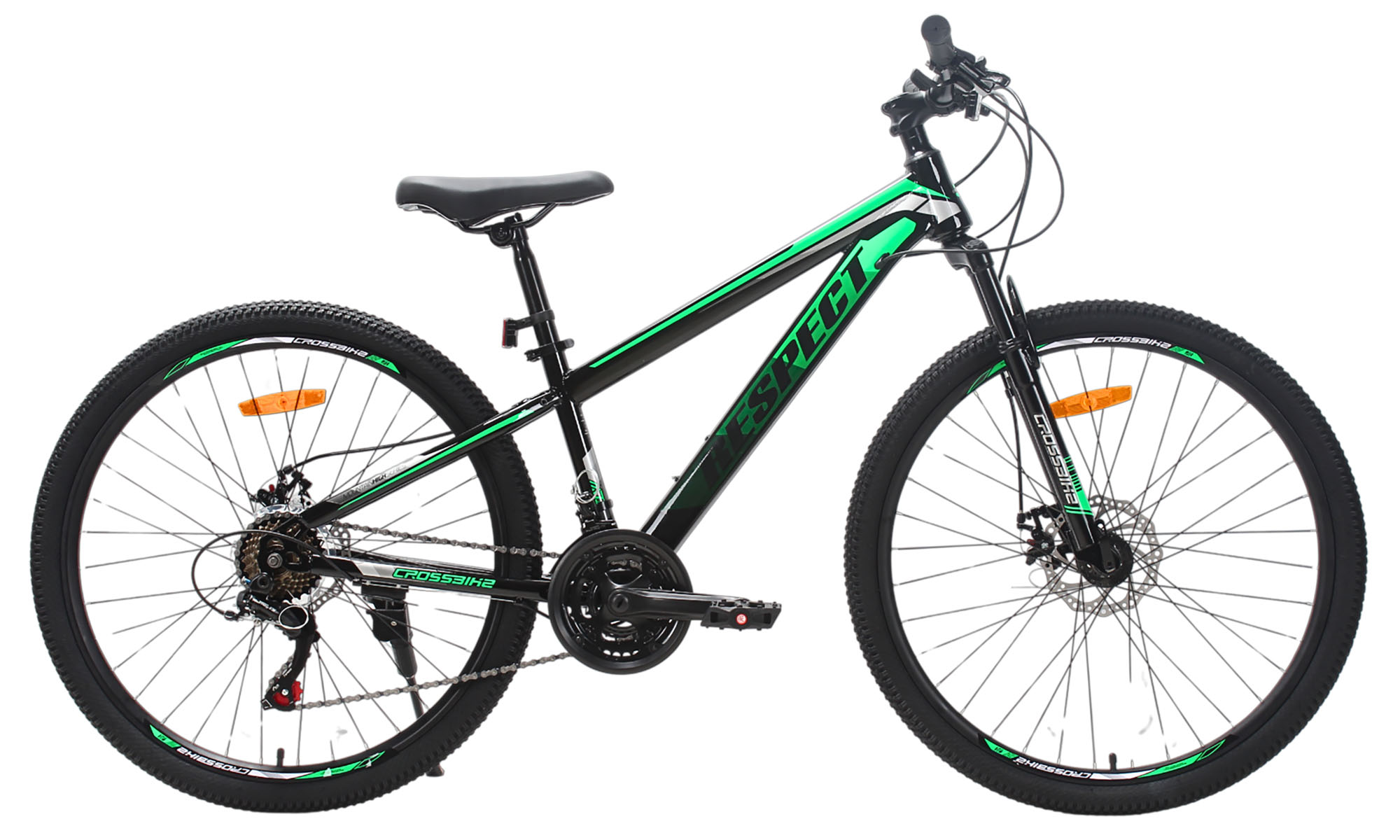 Велосипед CrossBike RESPECT 26", розмір XS, рама 13", рік 2026, Чорний-Зелений Велосипед CrossBike RESPECT 26", розмір XS, рама 13", рік 2026, Чорний-Зелений