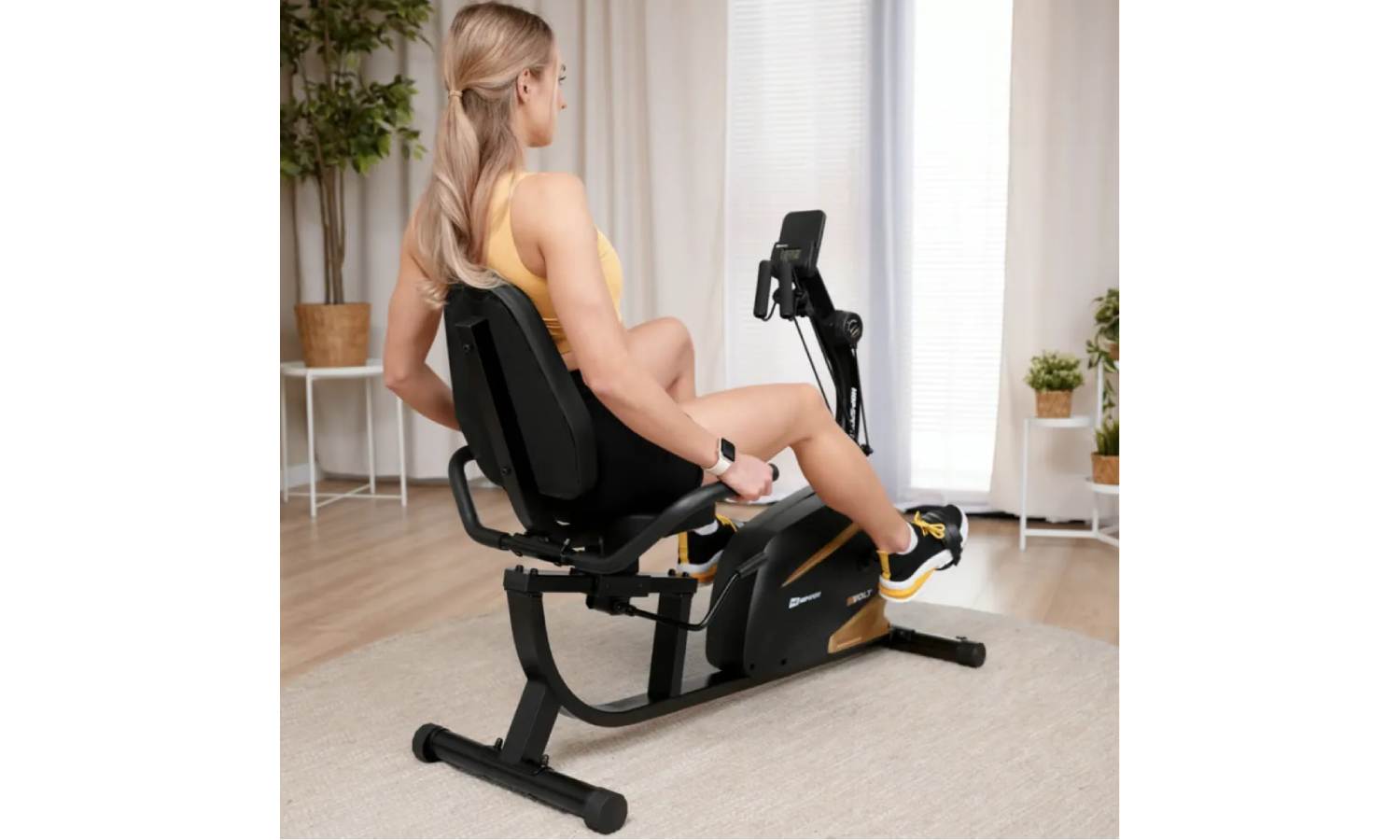 Горизонтальний велотренажер Hop-Sport HS-045L Volt магнітний золотий 12