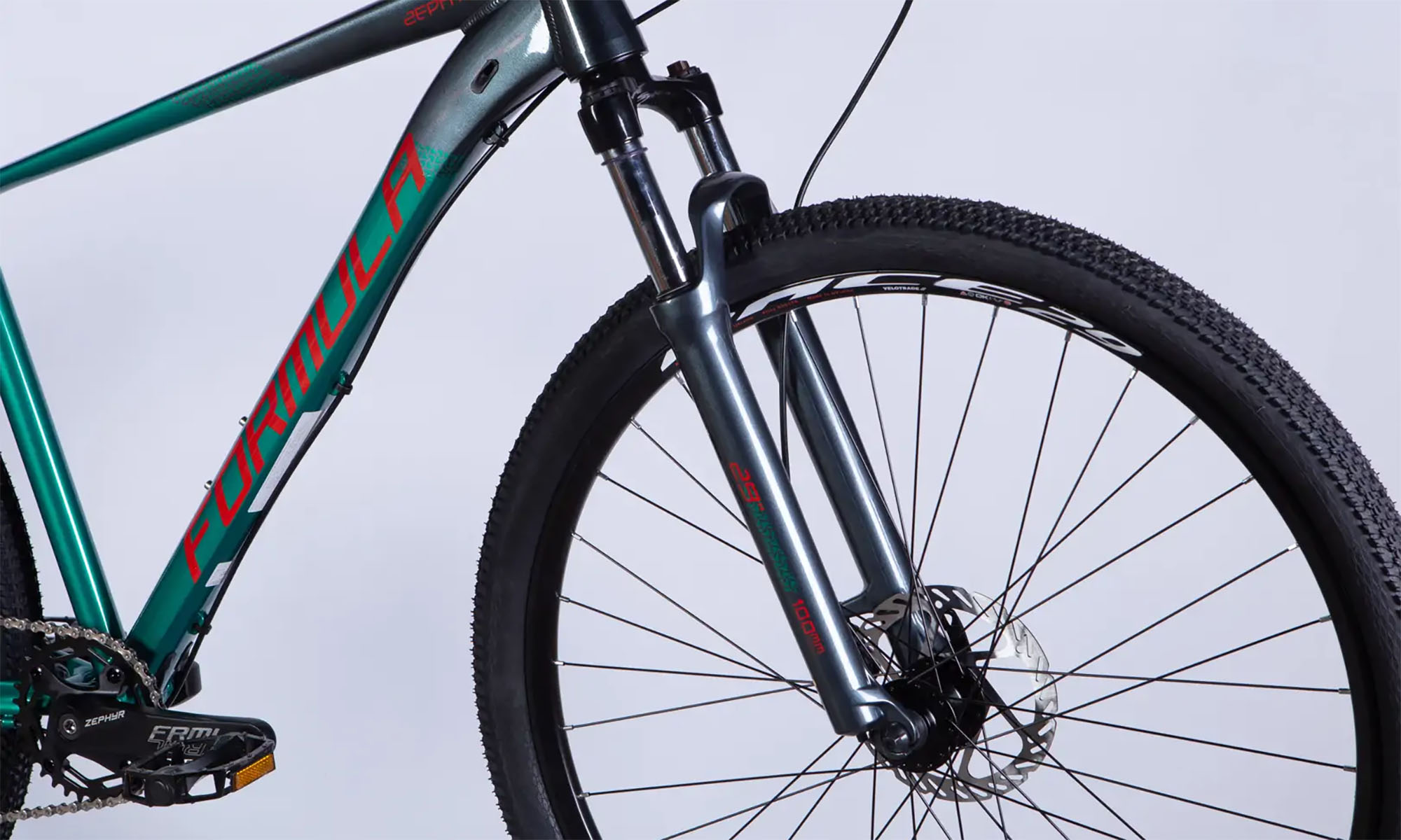 Велосипед Formula ZEPHYR 1.0 HDD 29", размер XL рама-21", год 2026, темно-серебристый с зеленым 5