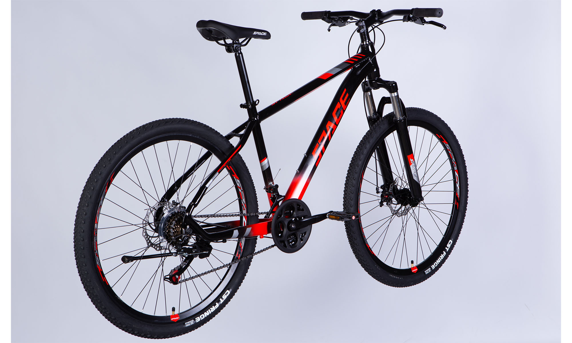 Велосипед SPACE MERCURY DD FR, 27.5", AL, размер M, рама-17", 2025, черно-красный 2