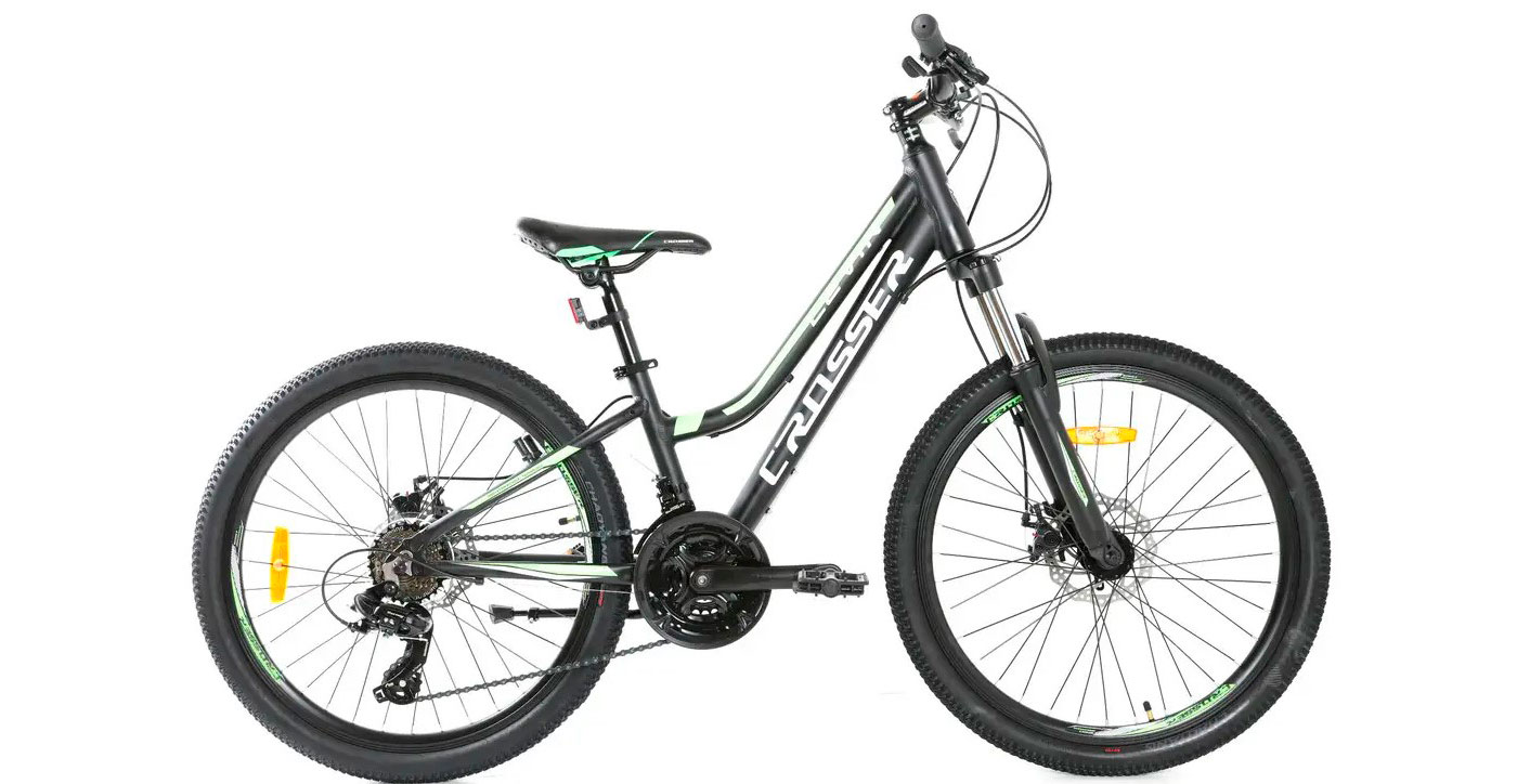 Фотография Велосипед Crosser Levin 26" размер XS рама 14 2021 Черно-зеленый