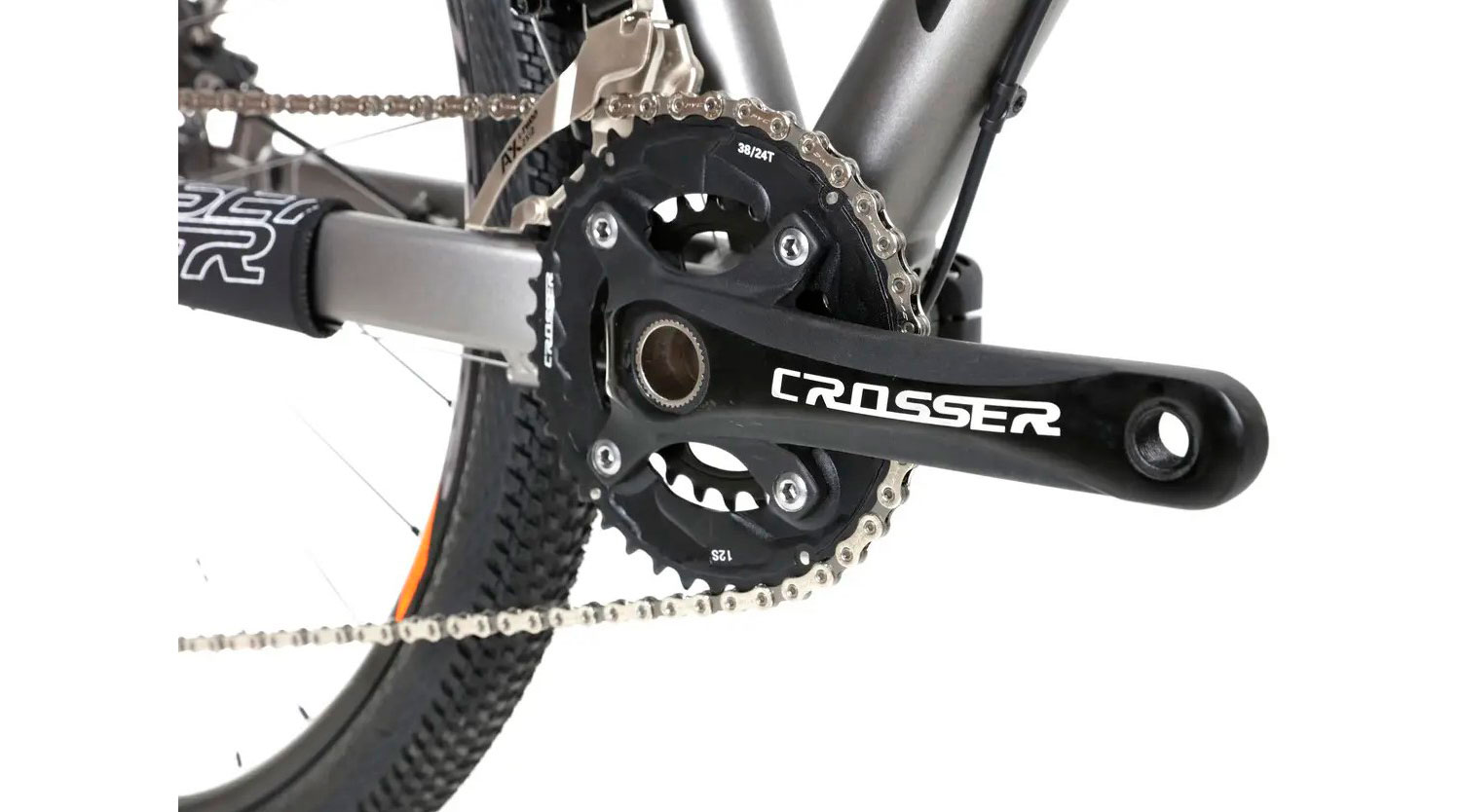 Фотография Велосипед Crosser Flow MT036 2x12 29" размер М рама 17 2022 Серо-оранжевый 6