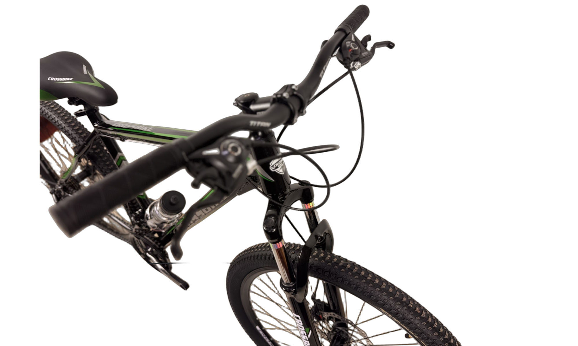 Велосипед CrossBike Everest 27.5", размер L, рама 19.5", год 2024,  Чёрный-Зеленый 2