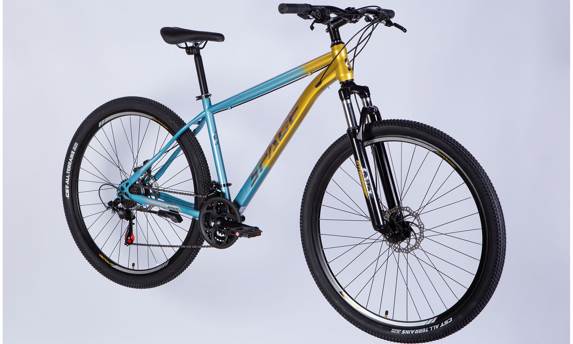 Велосипед SPACE MARS DD FR, 29", ST, рама-18", 2025, золотисто-голубой 4