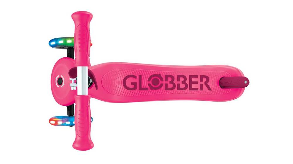 Фотография Самокат GLOBBER GO UP SPORTY со светящимися колёсами пурпурно-розовый,1+ 11