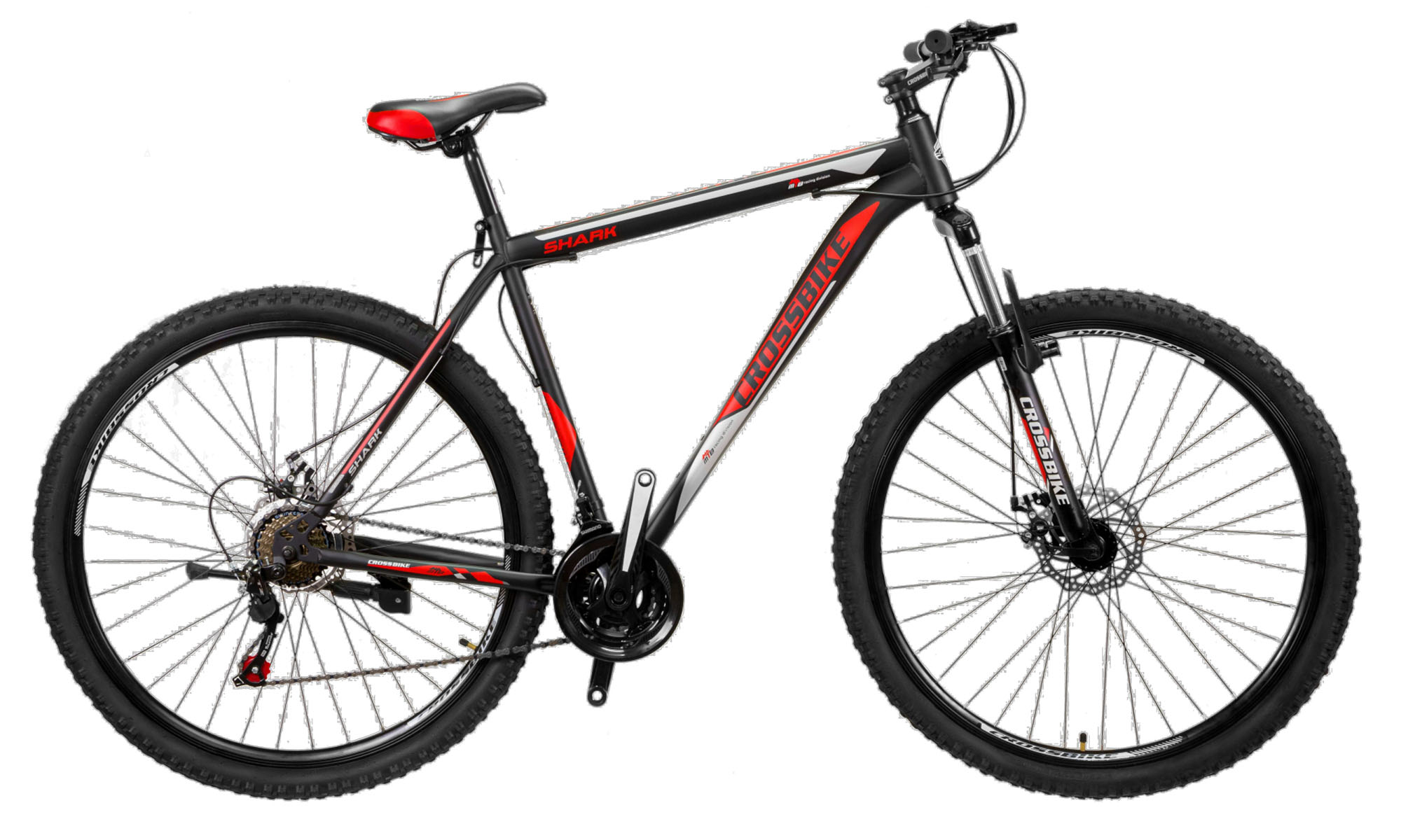 Фотографія CrossBike Shark 26 Велосипед, розмір XS, кадр 13 ", 2021, чорно-червоний-сірий