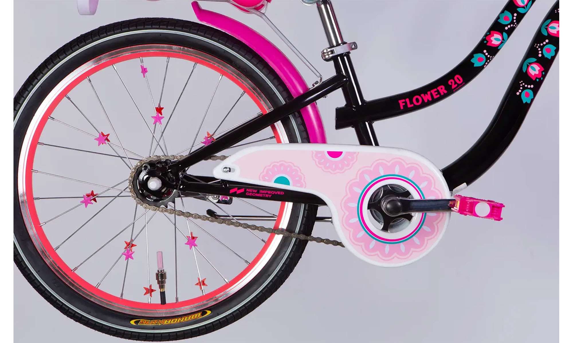 Велосипед Formula Kid FLOWER PREMIUM BH 20", размер XXS, рама-10", год 2026, черный с розовым 3 Велосипед Formula Kid FLOWER PREMIUM BH 20", размер XXS, рама-10", год 2026, черный с розовым 3