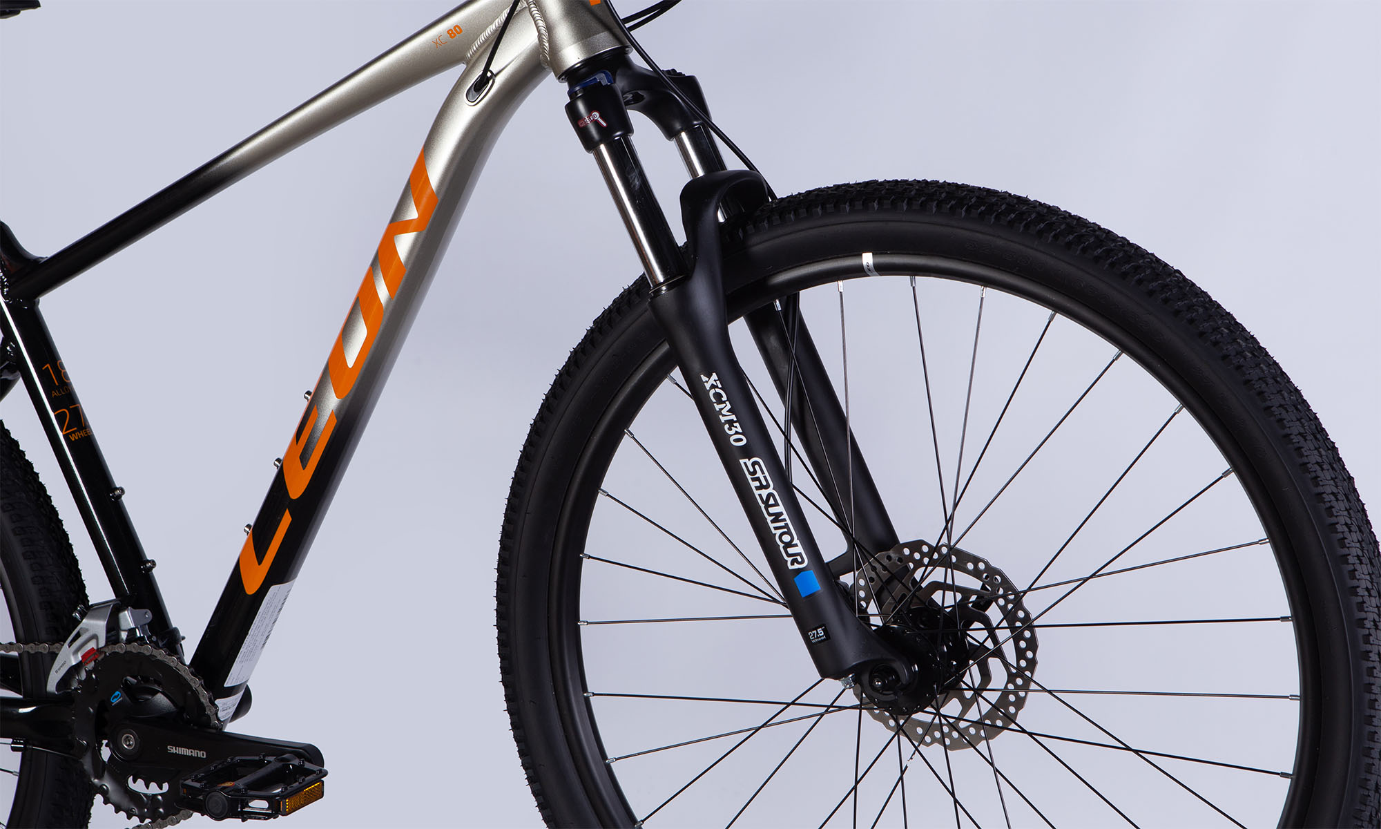 Велосипед Leon XC 80 HDD 27,5", размер M, рама 18", 2025, серебристый с черным  4