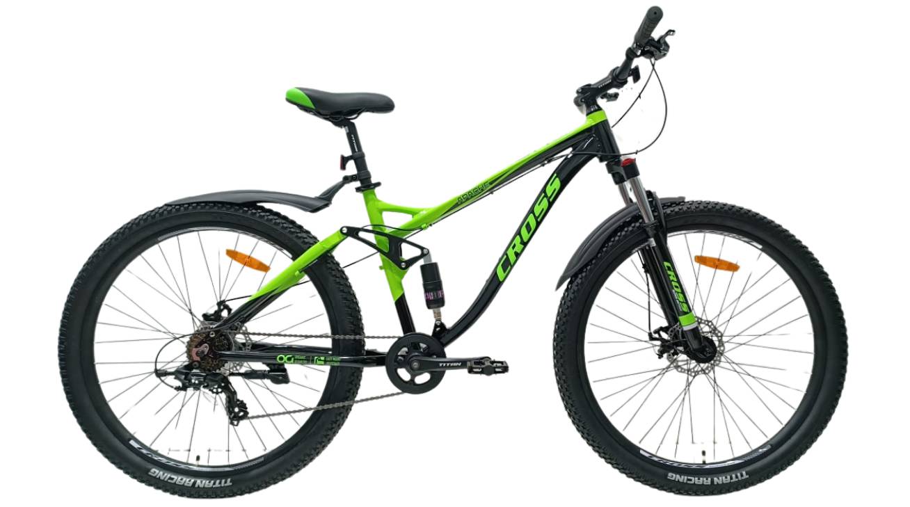 Фотография Велосипед CROSS Apache 29", размер M рама 18" (2024), Черно-зеленый