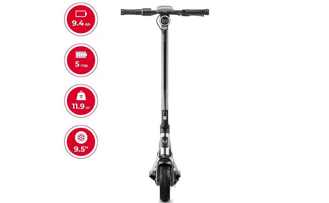 Электросамокат NIU KQi Air Carbon + Magnesium UltraLight 9,5", 350(700)W, 9,4Ah,  App, черный 12