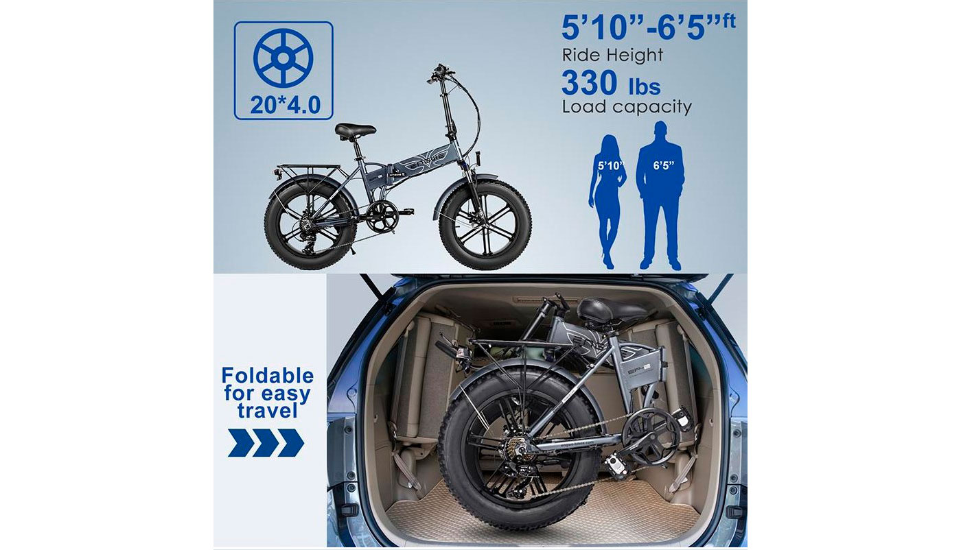 Электровелосипед фэтбайк Engwe EP-2 Pro (750 Вт, 13 Ah, 48 В), 20" черный 2 Электровелосипед фэтбайк Engwe EP-2 Pro (750 Вт, 13 Ah, 48 В), 20" черный 2