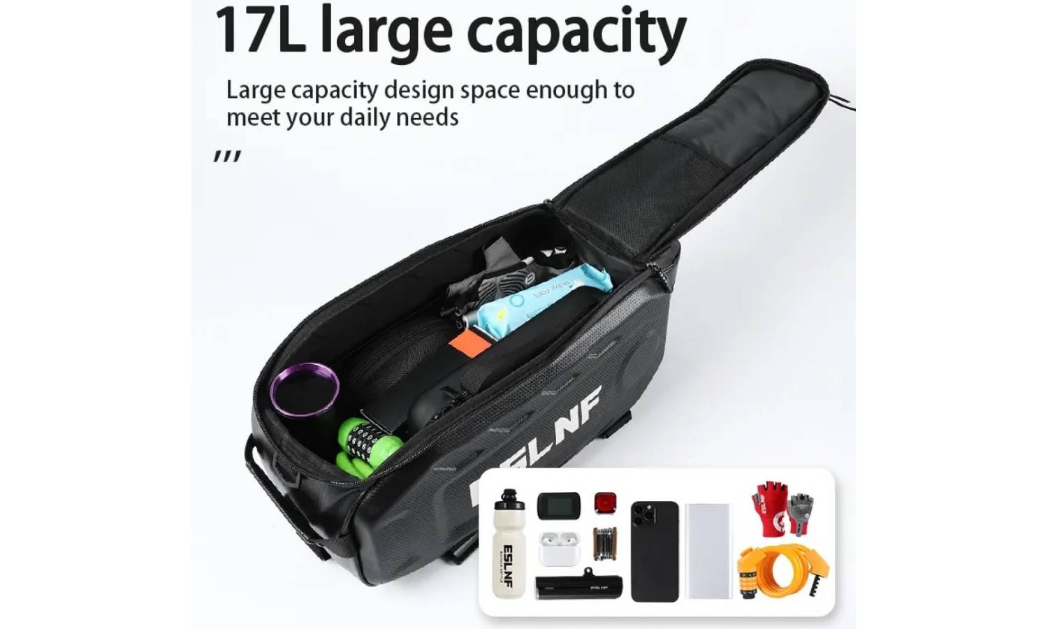 Велосумка на багажник EsLNF 17L, черный 3