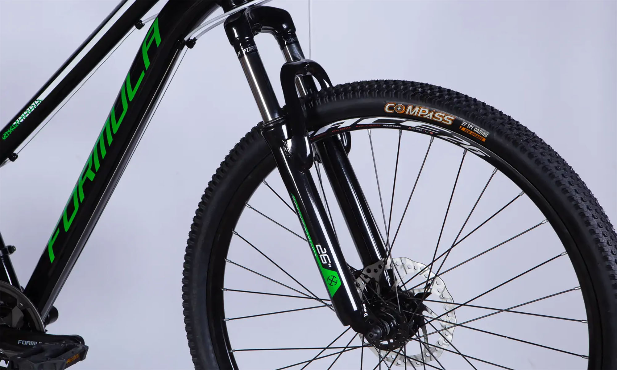 Велосипед Formula BLACKWOOD DD FR, 26", розмір XS, рама 13", рік 2026, чорний з зеленим 2 Велосипед Formula BLACKWOOD DD FR, 26", розмір XS, рама 13", рік 2026, чорний з зеленим 2