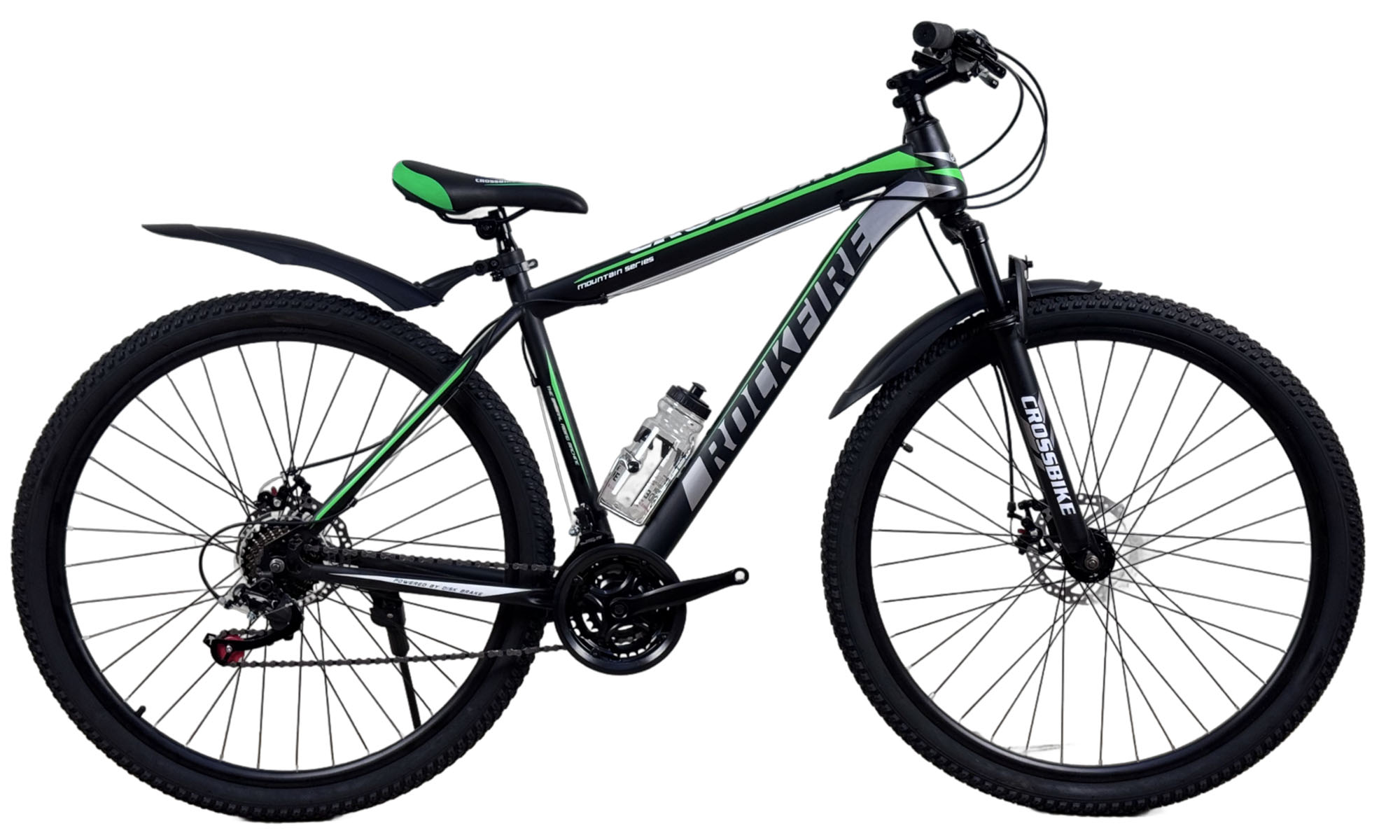Велосипед CrossBike Rockfire 29", размер L, рама 19", год 2026, Черный-Зеленый