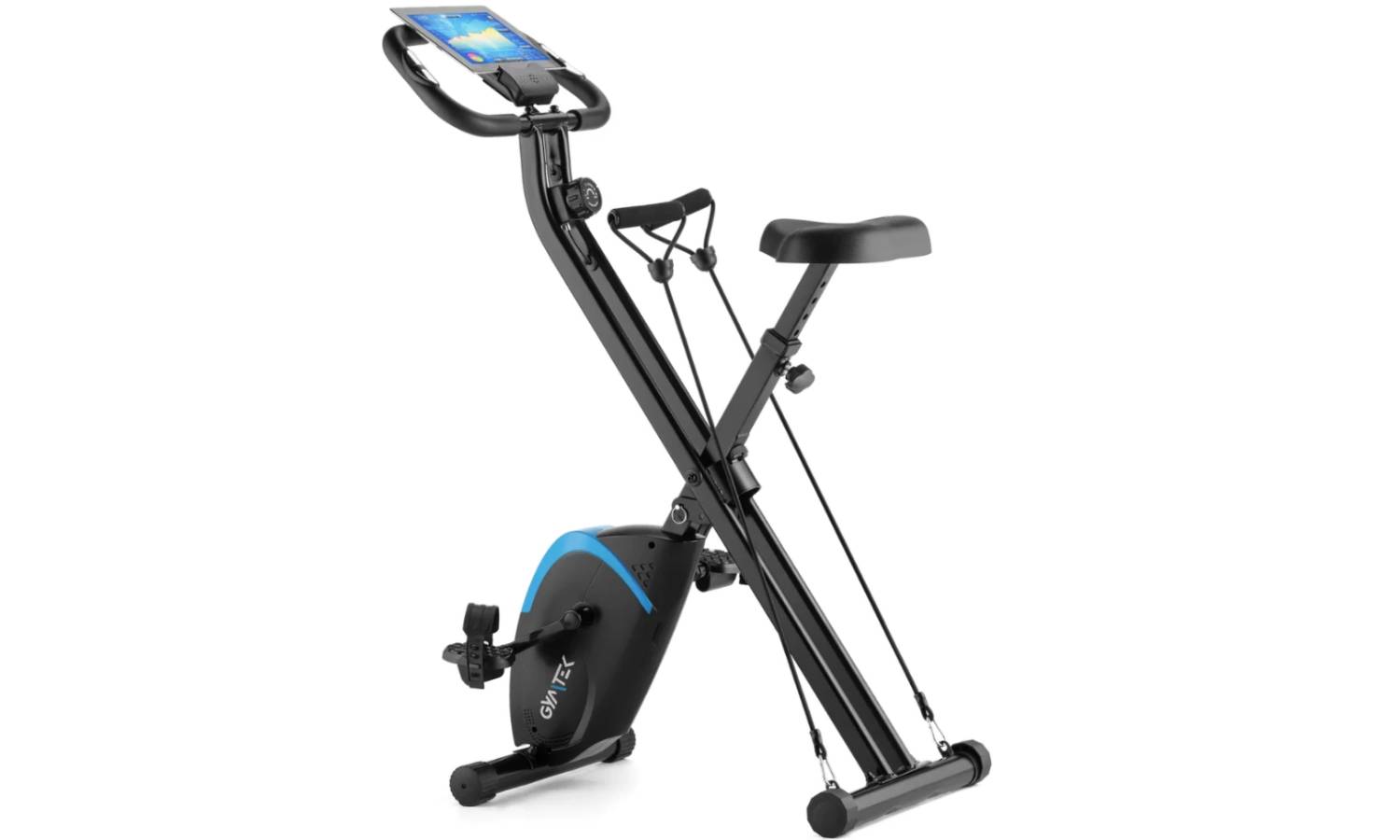 Велотренажер Gymtek FX800 магнітний складаний з еспандерами синій 6