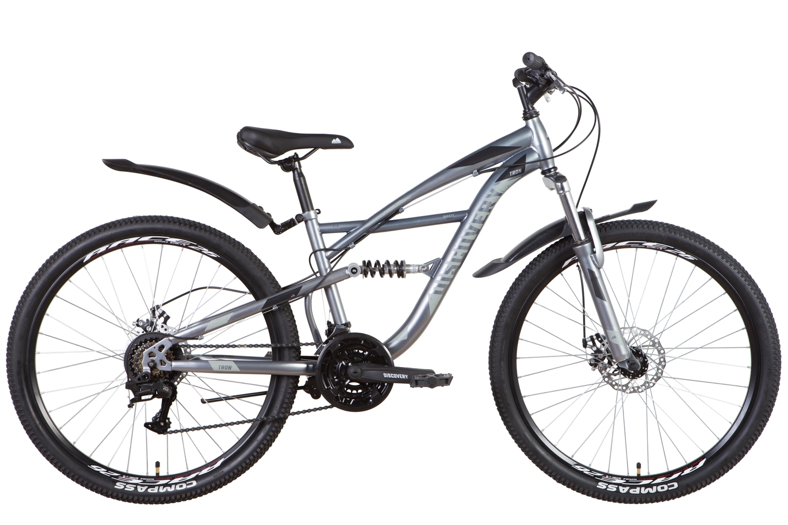 Фотография Велосипед Discovery TRON AM2 DD 26" размер S рама 15 2022 Серо-черный