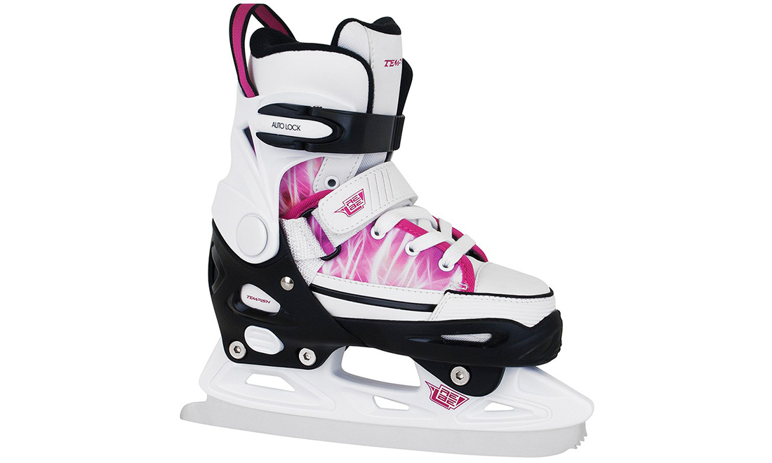 Ледовые коньки раздвижные Tempish REBEL ICE ONE PRO GIRL, размер 29-32  Бело-розовый