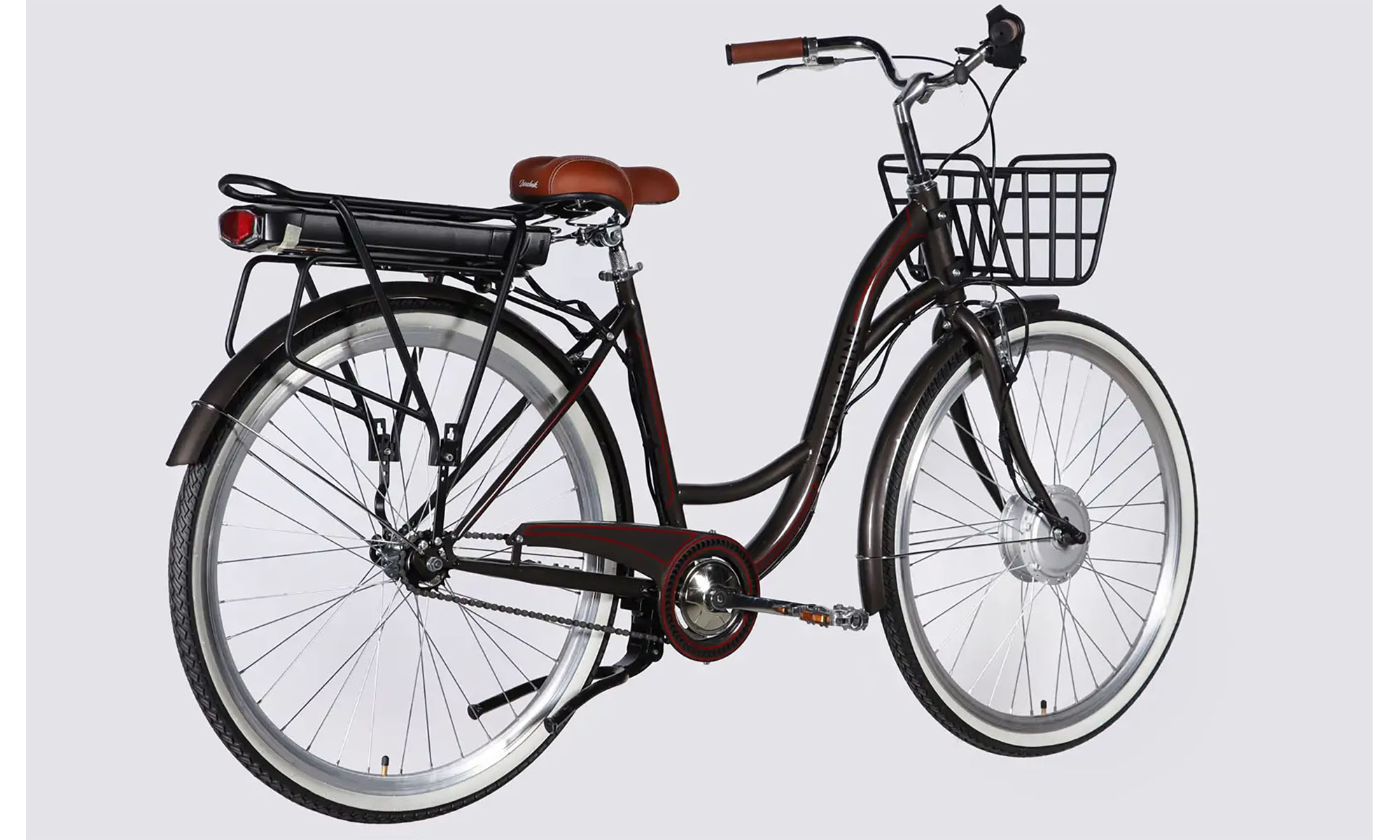 Велосипед с электроприводом Dorozhnik eAQUAMARINE BH 28", размер L, рама-19", 36B, 13А*ч, 500Вт, год 2026, серый с корзиной 2