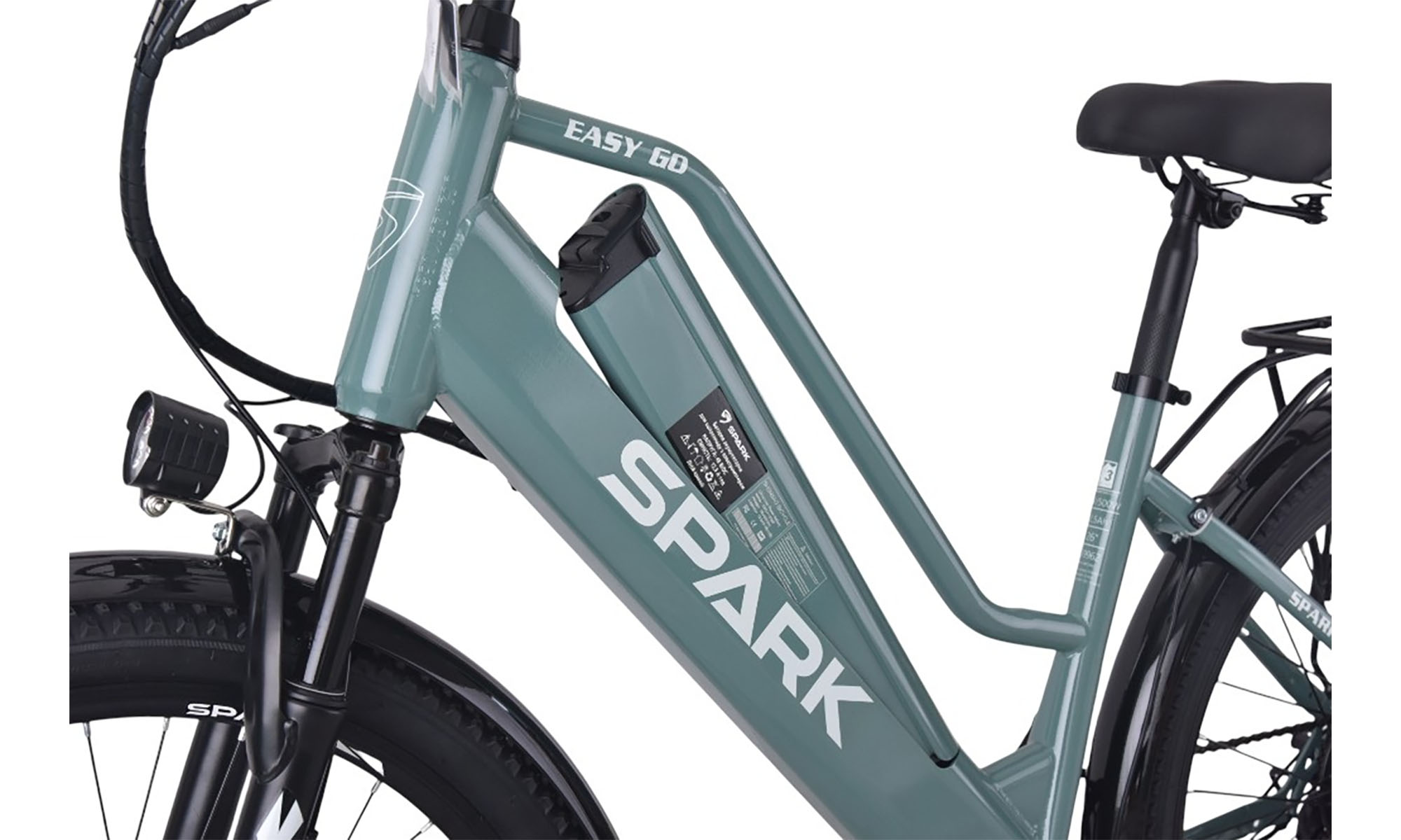 Велосипед с электромотором SPARK E-CITY EASY GO 26", размер M, рама 17", 48V/500W/12,5Ah, год 2026, серо-оливковый 2