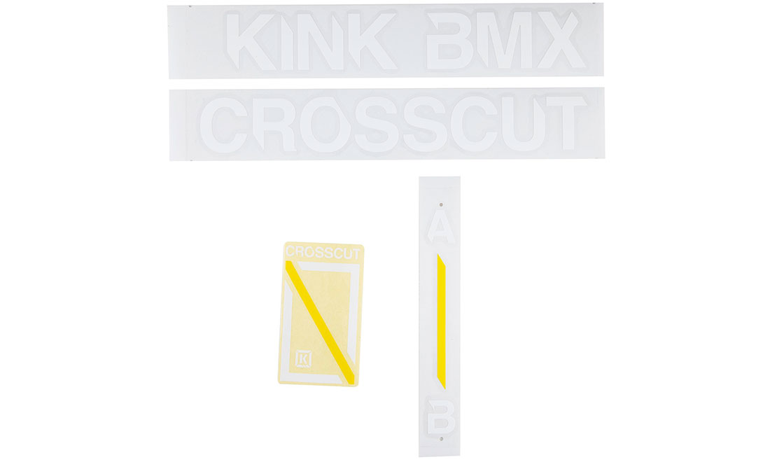 Фотографія Набір наклейок на раму KINK BMX Crosscut Decal Kit біло-жовті